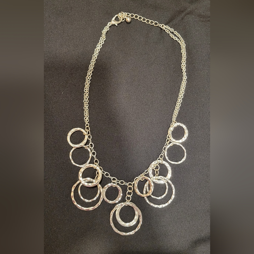 Silver Tone Double Chain Necklace